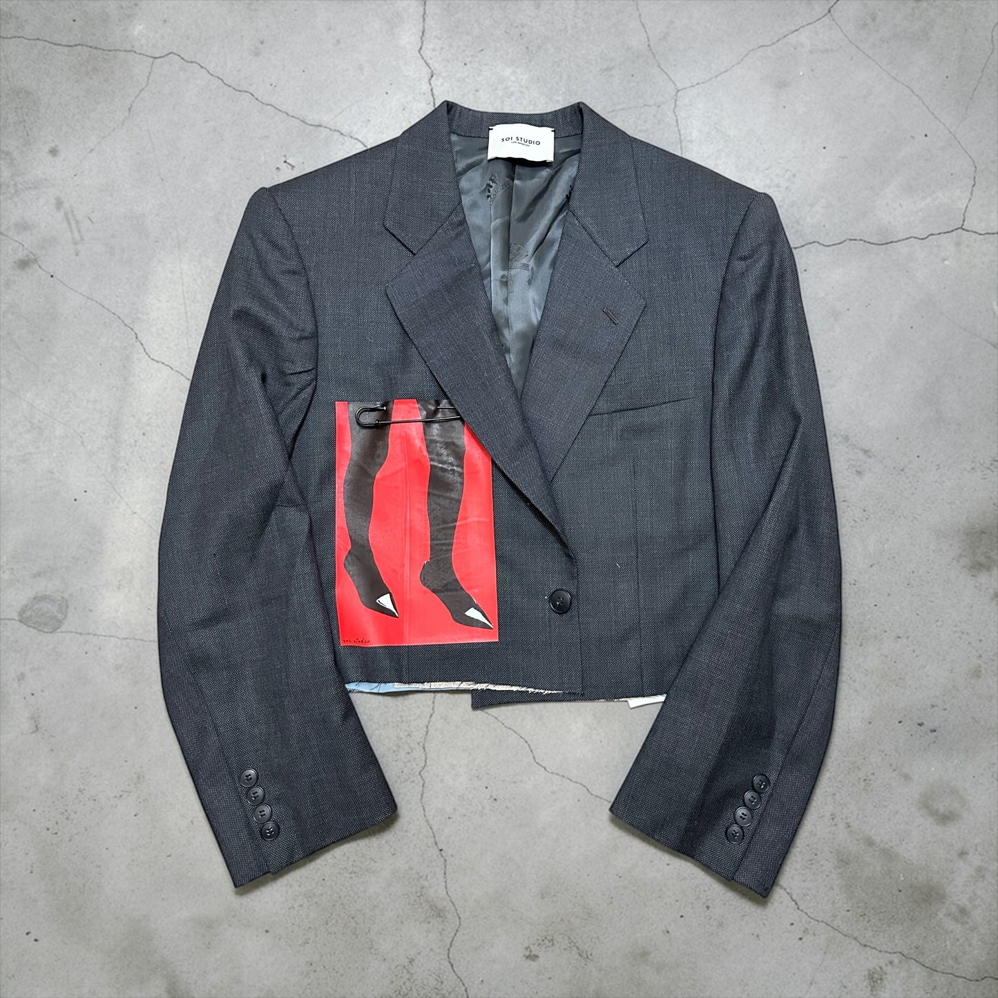 Reworked Printed Red Legs Jacket