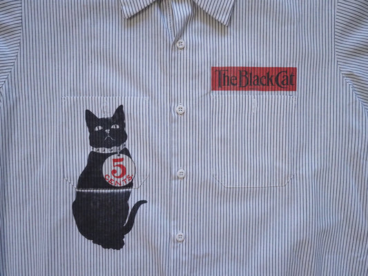 Black Cat Striped Worker Shirt