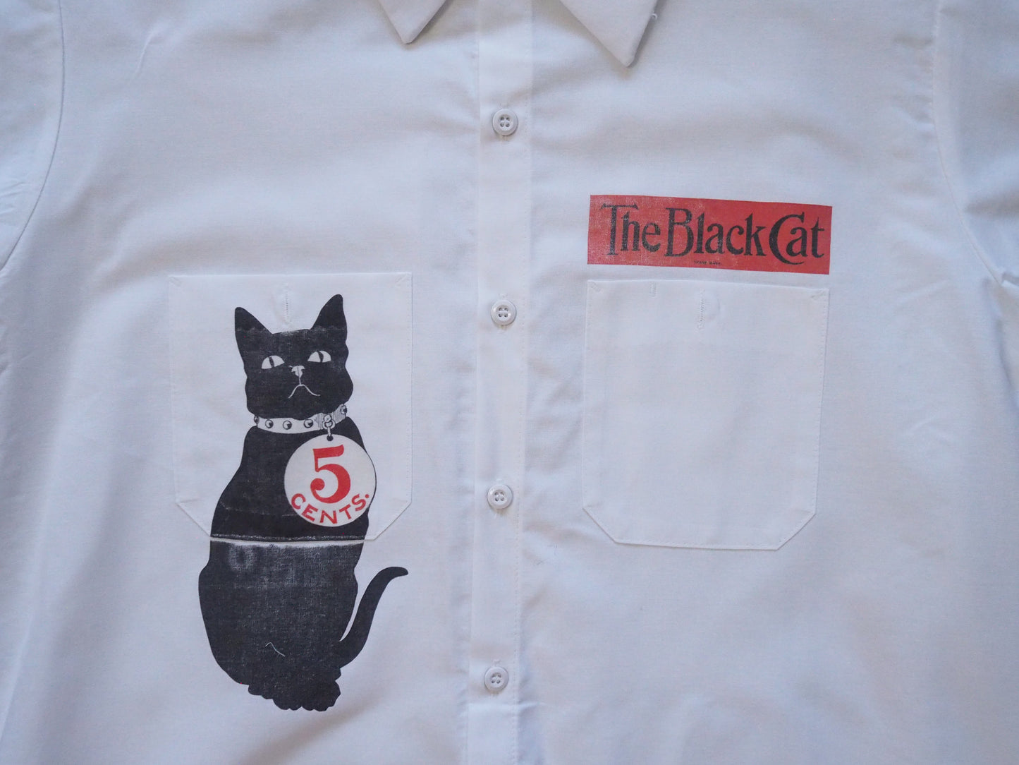 Black Cat White Worker Shirt