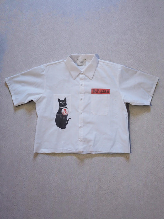 Black Cat White Worker Shirt