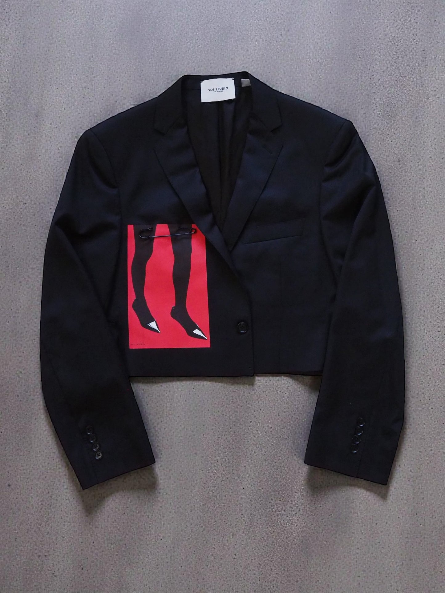 Reworked Printed Red Legs Jacket