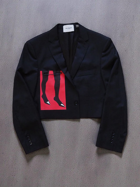 Reworked Printed Red Legs Jacket